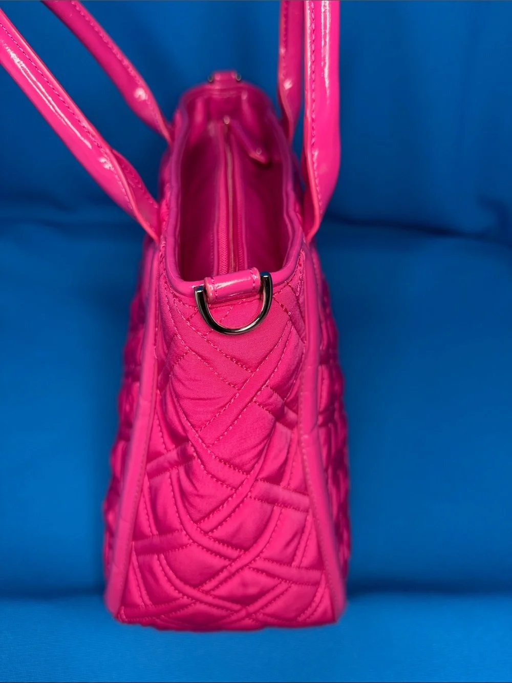 VERA BRADLEY DIAMOND QUILTED TRIMMED TRAPEZE FUCHSIA / PINK SATCHEL HANDBAG